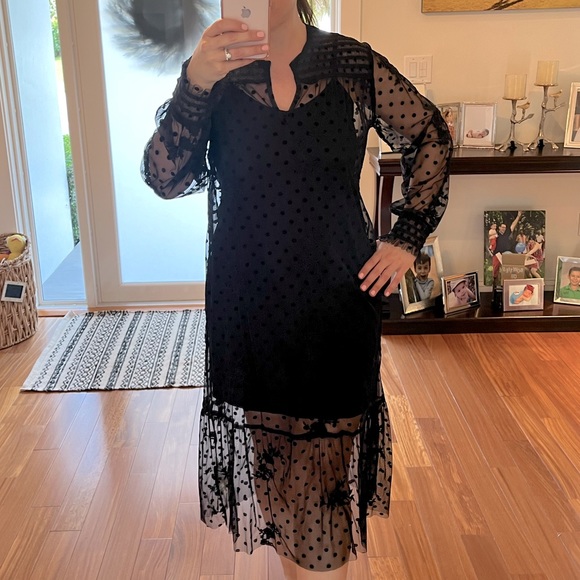 Zara Dresses Zara Black Embroidered Tulle Dress Poshmark